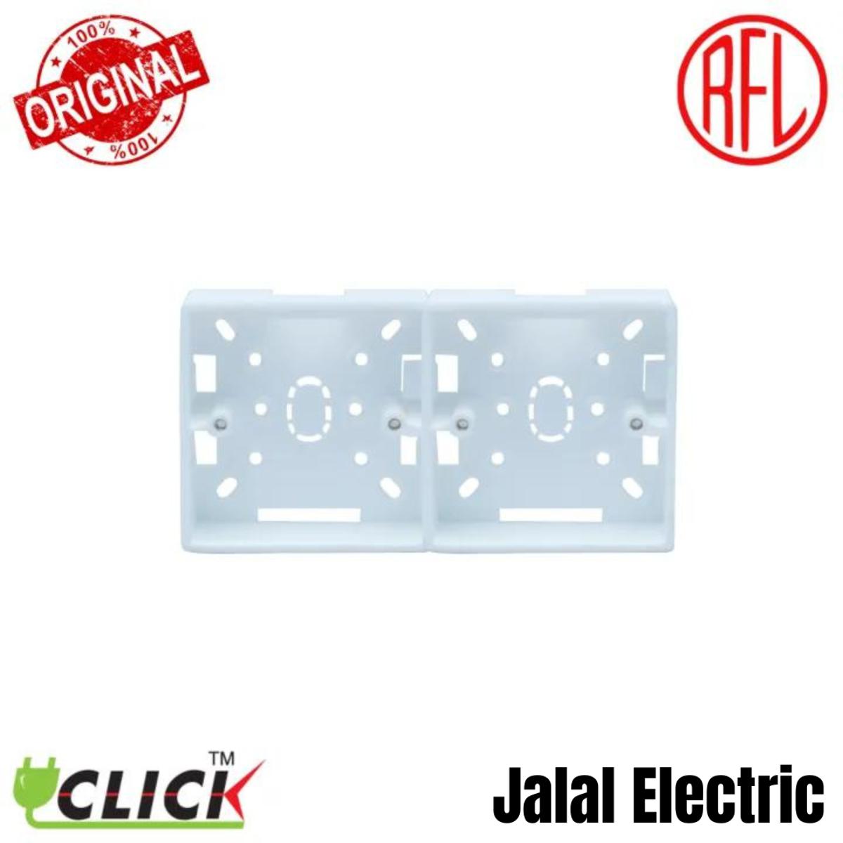 Click Two Gang MK White PVC Junction Box for Electrical Premium Plastic Wall Switch Back Cover 2 Part 2Gang
