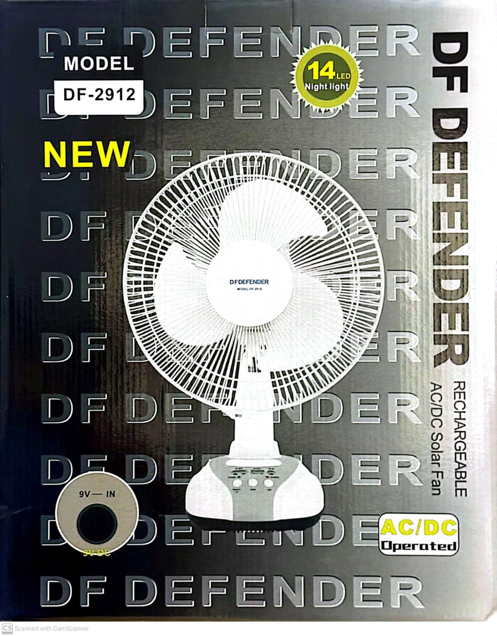 Defender Rechargeable Fan (12") 2912 (Imported)