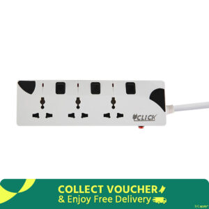 Click Safe Multi Plug 3 Pin multiplug Socket 3 Port, 5 Meter Cable, 2 pin Plug 3SKT 2P 5Y power extension cord