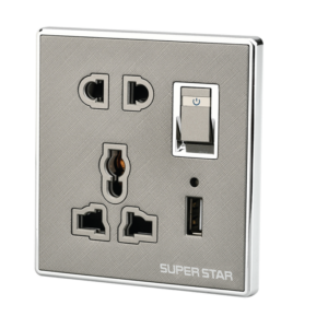 SUPER STAR Ultimate Two & Three Pin Multi Socket With One USB
