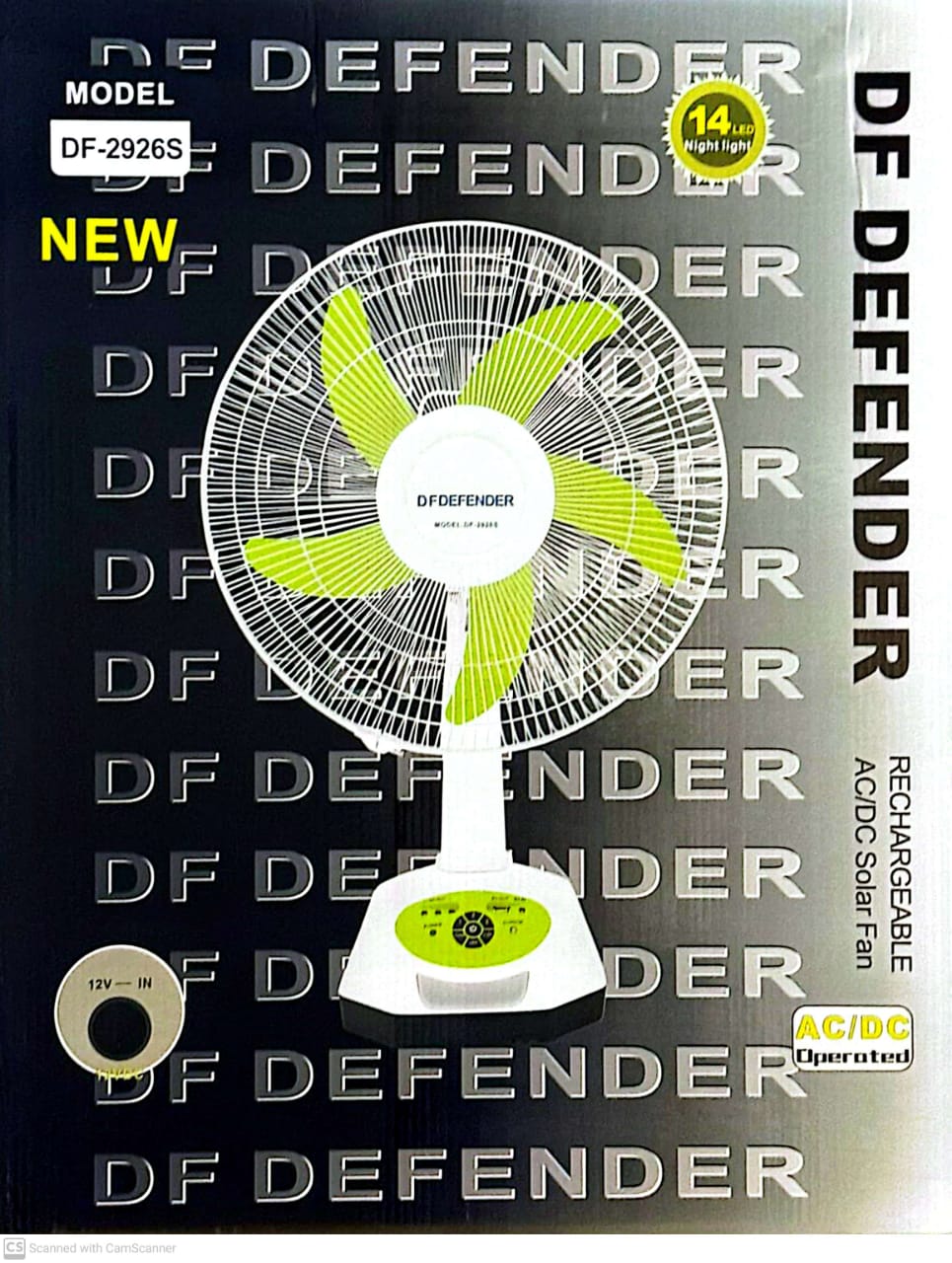 Defender Rechargeable Fan DF-2926S 16" (Made In China) - Image 5