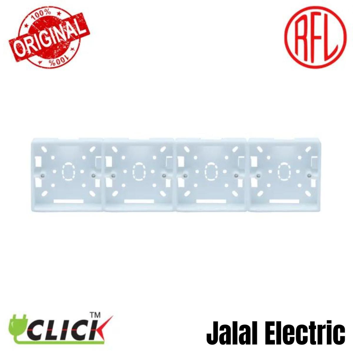 Click Four Gang MK White PVC Junction Box for Electrical Premium Plastic Wall Switch Back Cover 4 Part 4Gang