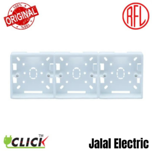 Click Three Gang MK White PVC Junction Box for Electrical Premium Plastic Wall Switch Back Cover 3 Part 3Gang