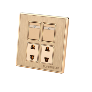 Super Star Glamour Two Gang Switch (One Way) 2pcs Two Pin Socket