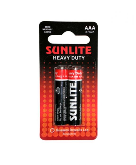 Sunlite Heavy Duty Battery, UM-4(R03)/AAA, 1.5 Volt (Pack of 2) - Image 2