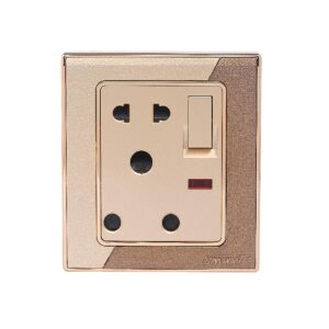 Click Marigold-3 & PIN Round Socket With Switch 15A