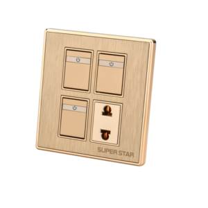 Super Star Glamour Two Gang Switch (One Way) 2pcs Two Pin Socket