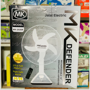 MK Defender Rechargeable Table fan 16 inch , (Remote Control)Model: MK 2926S, 12v-4.5Ah Battery, with LED lights