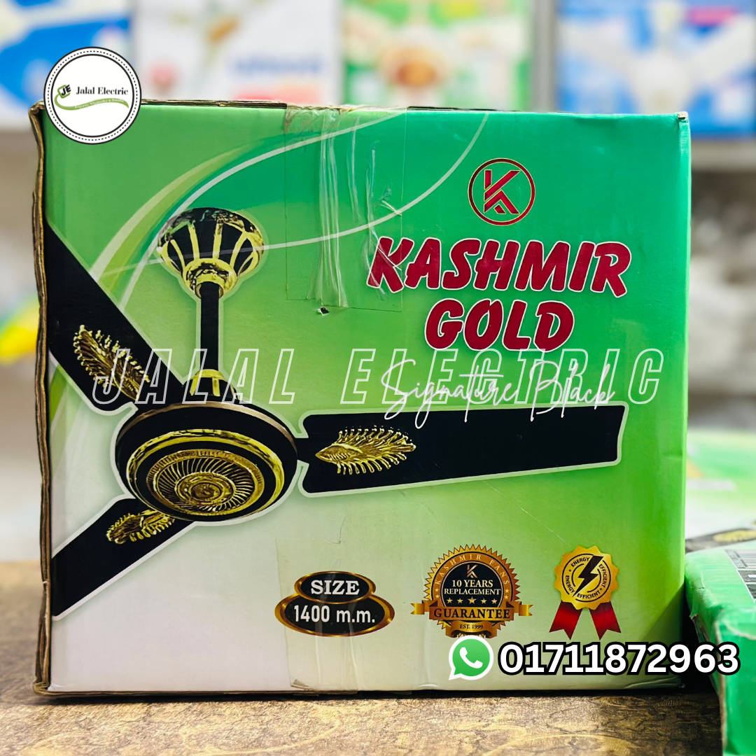 Kashmir Gold Signature Black Colour 56" Ceiling Fan- 3 Blades (10 Years Repless Warranty)
